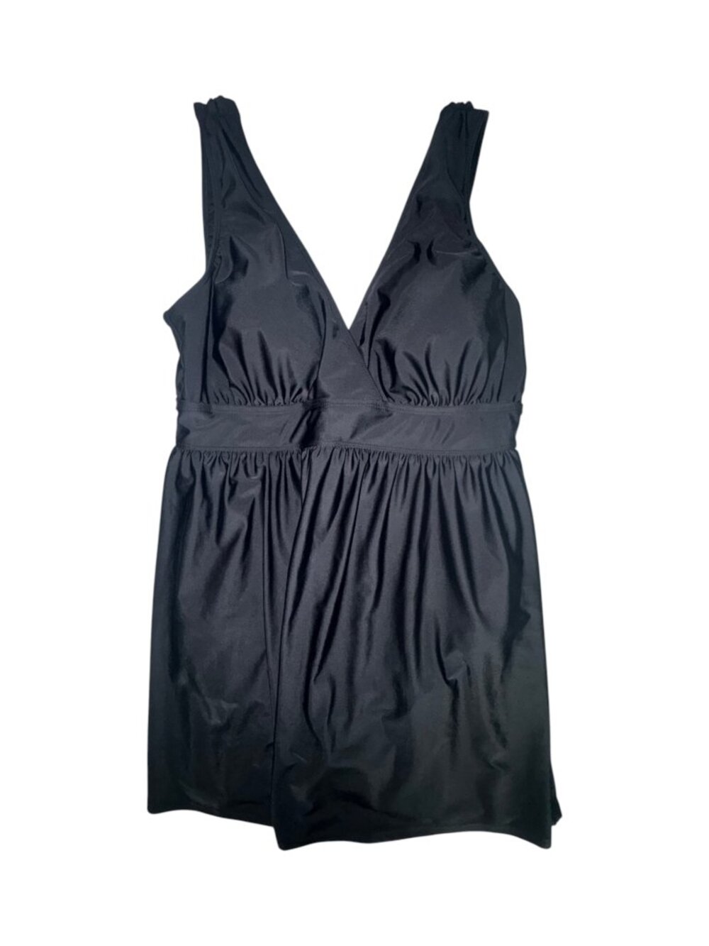 Black Sleeveless One Piece Swimsuit Dress Size L 12/14 - Picture 5 of 8